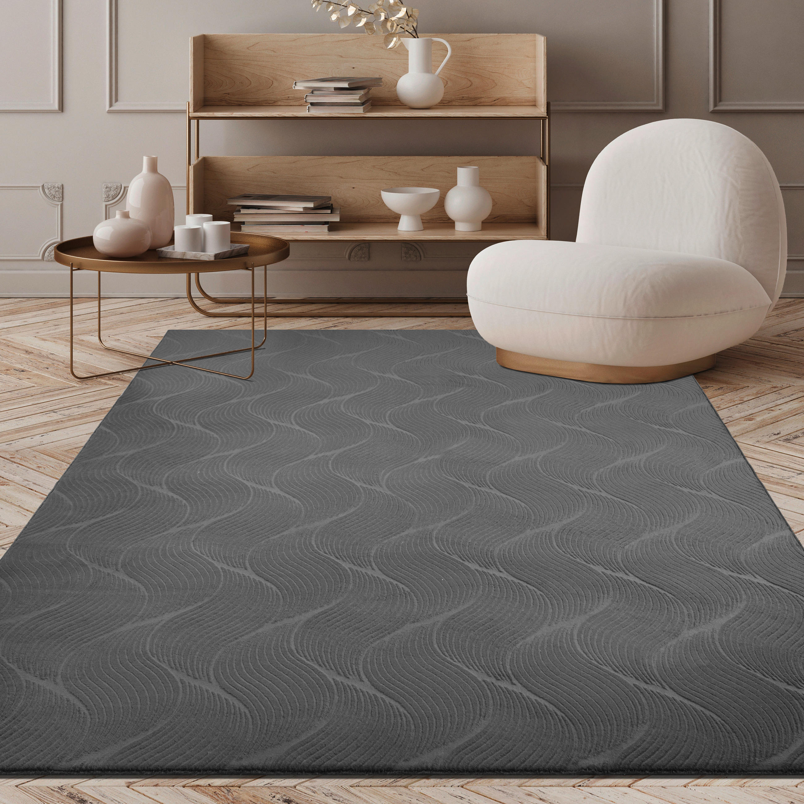 WEBTEPPICH 120/160 cm Stilo Anthrazit  - Anthrazit, KONVENTIONELL, Textil (120/160cm) - Novel