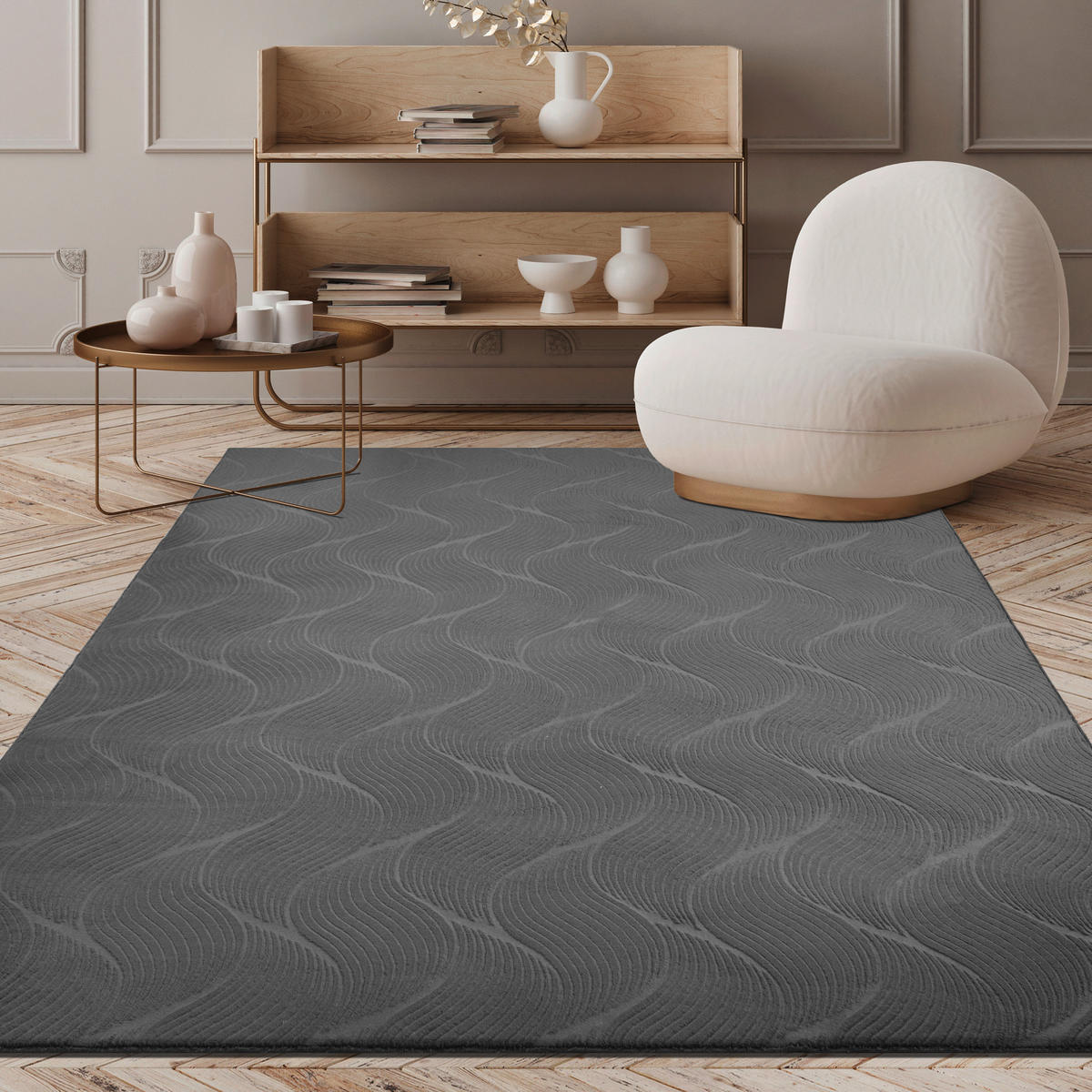 WEBTEPPICH 120/160 cm Stilo Anthrazit  - Anthrazit, KONVENTIONELL, Textil (120/160cm) - Novel