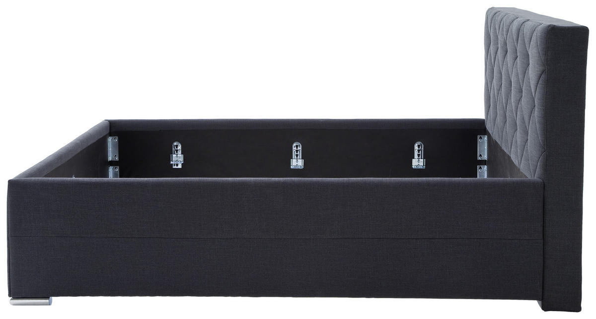 POLSTERBETT CHICAGO 180/200 cm  in Anthrazit  - Chromfarben/Anthrazit, KONVENTIONELL, Textil/Metall (180/200cm) - Livetastic