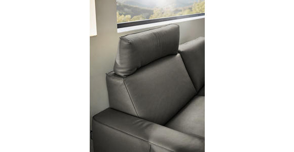 2,5-SITZER in Leder Dunkelgrau - Dunkelgrau/Schwarz, Design, Leder/Metall (200/102/92cm) - Johann Jakob