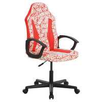 HERNÍ ŽIDLE, vzhled kůže, červená, bílá - bílá/černá, Design, textil/plast (60/98,5-108/63,6cm) - Marvel