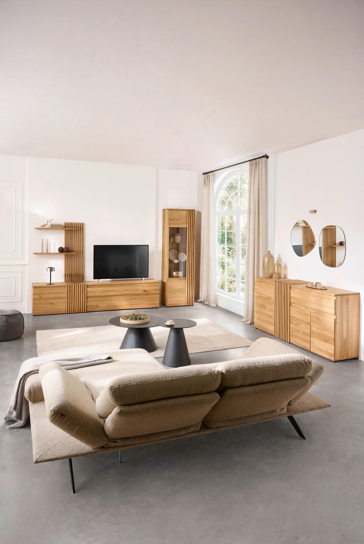 WOHNWAND  in Eichefarben  248,8/175,3/44 cm    - Eichefarben, Natur, Holz (248,8/175,3/44cm) - Linea Natura