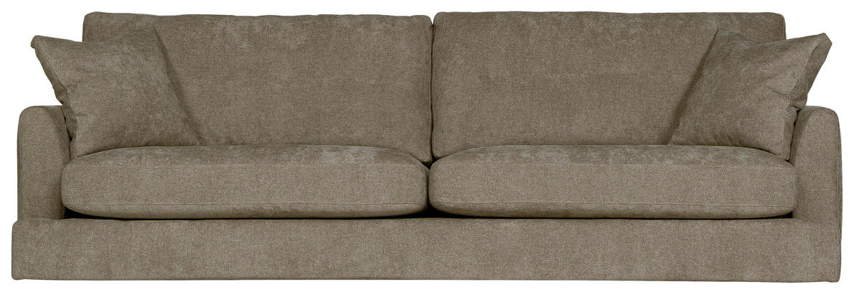 SOFFA i chenille beige  - beige, Klassisk, metall/trä (260/90/100cm) - Novel