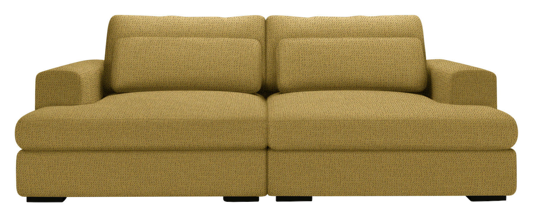 BIGSOFA Chenille Currygelb  - Currygelb/Schwarz, Design, Textil (218/80/158cm) - Lomoco