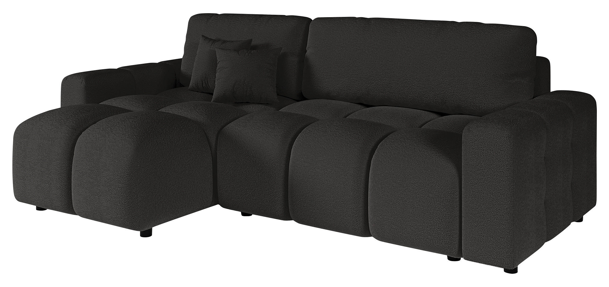 ECKSOFA Luki Schwarz Bouclé  - Schwarz, Design, Kunststoff/Textil (233/142cm) - Livetastic