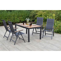 GARTENTISCHGRUPPE  - Graphitfarben/Naturfarben, KONVENTIONELL, Kunststoff/Textil - Gardenson