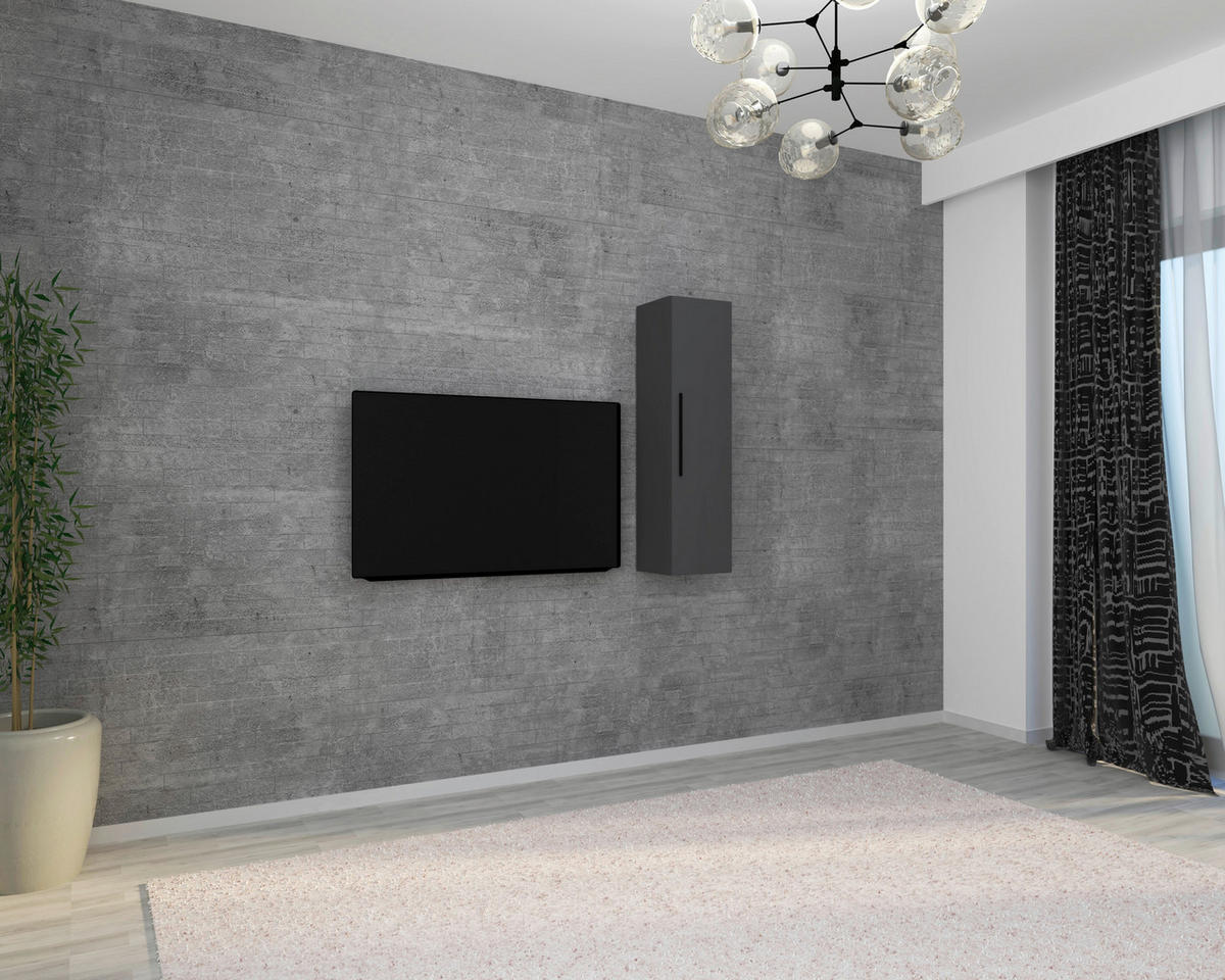 VÄGGHÄNGT SKÅP  - svart/antracit, Modern, metall/trämaterial (30/115/30cm) - MID.YOU