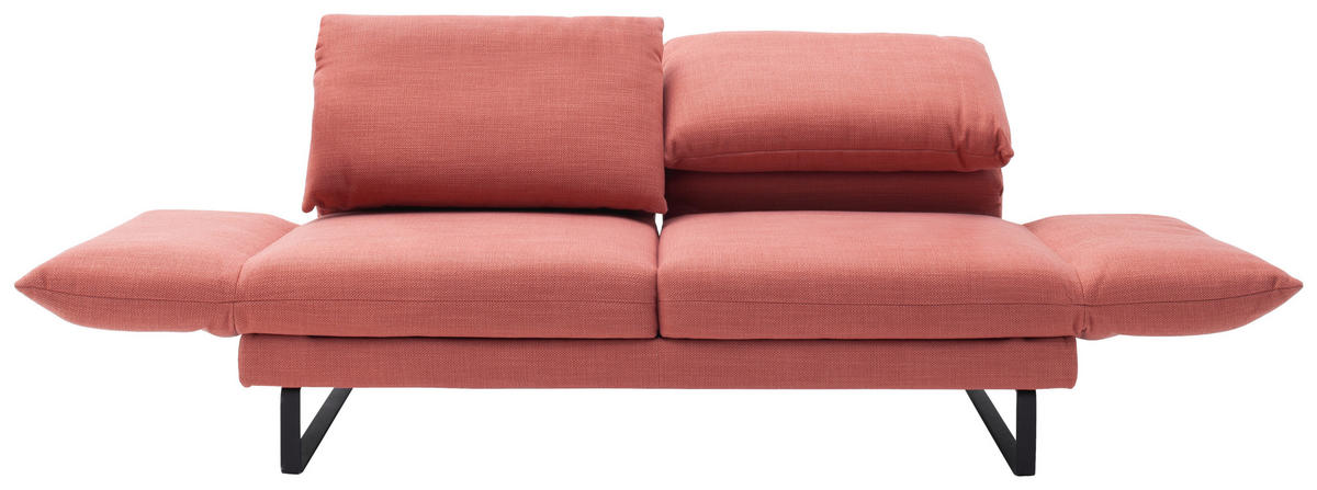 2-SITZER-SOFA Flachgewebe Koralle  - Koralle/Schwarz, Design, Textil/Metall (176/85/95cm) - Schöner Wohnen