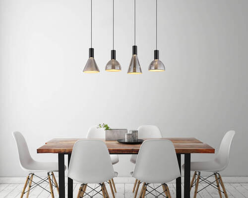 LED-HÄNGELEUCHTE 87/17/150 cm    - Hellgrau, Design, Glas/Kunststoff (87/17/150cm) - Globo