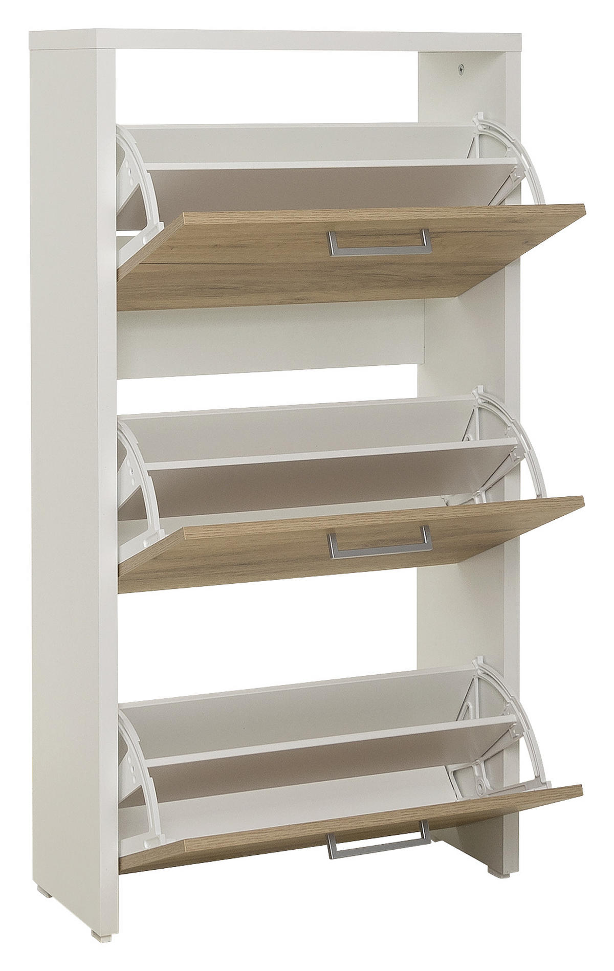 SCHUHKIPPER foliert Weiß, Eichefarben  - Eichefarben/Alufarben, KONVENTIONELL, Holzwerkstoff (64/119/24cm) - MID.YOU