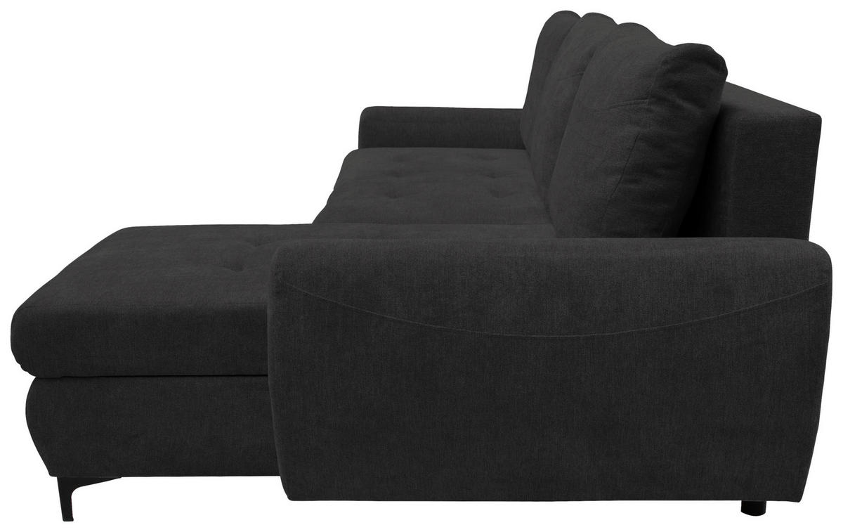 ECKSCHLAFSOFA in Mikrofaser Dunkelbraun  - Dunkelbraun/Schwarz, Konventionell, Textil/Metall (237/146cm) - Livetastic