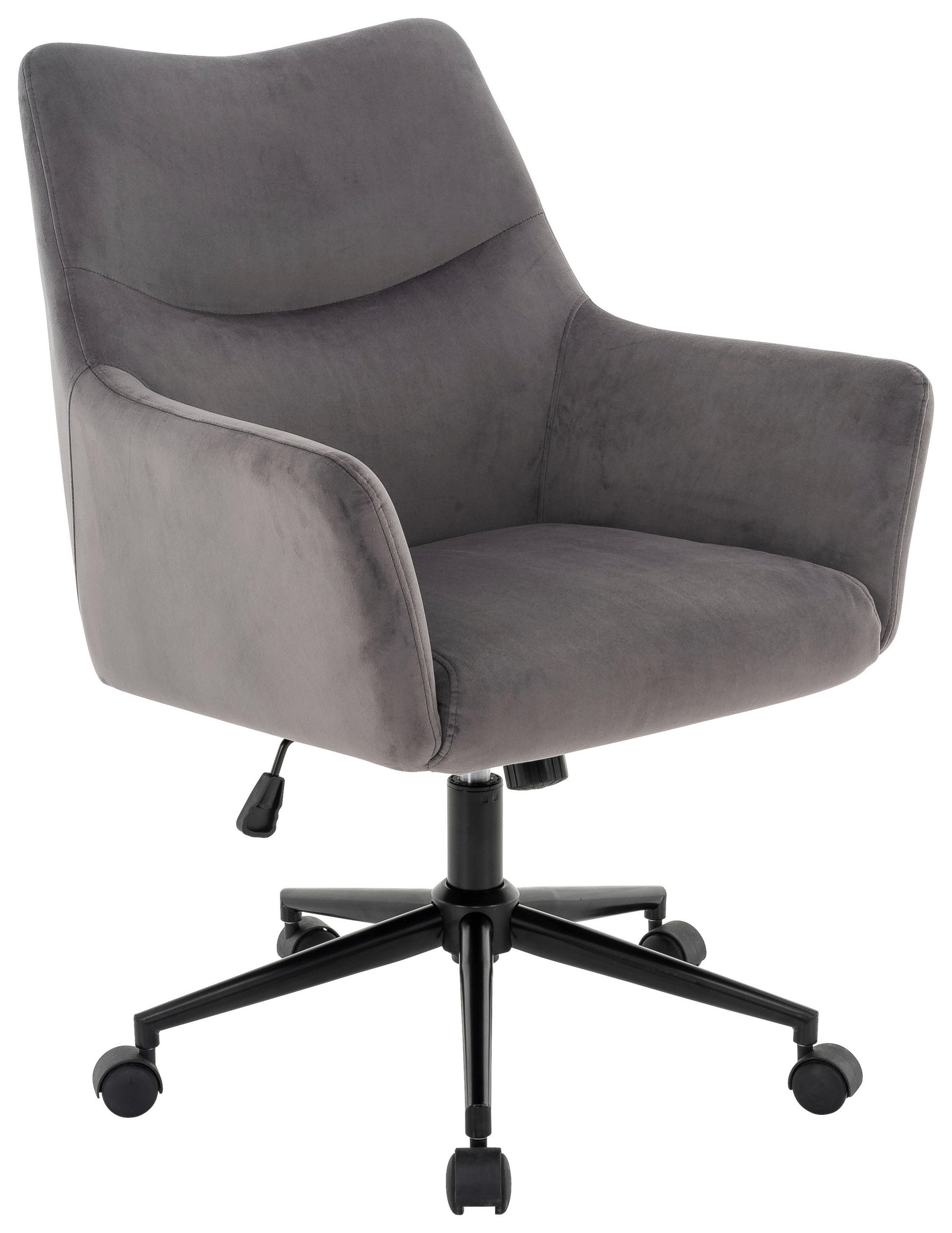 DREHSTUHL Samt Grau, Schwarz  - Schwarz/Grau, Design, Textil/Metall (64/90-98/68cm) - Carryhome