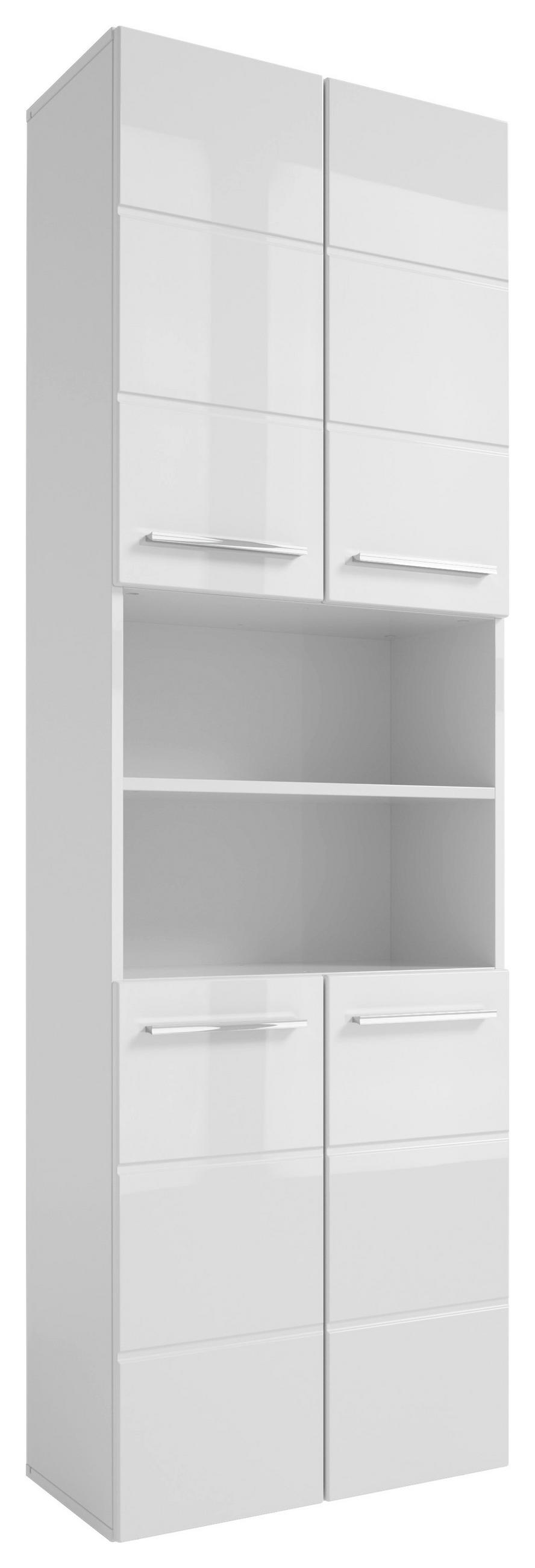 HOCHSCHRANK 60/190/31 cm  - Weiss Hochglanz/Chromfarben, Modern, Holzwerkstoff/Kunststoff (60/190/31cm) - MID.YOU