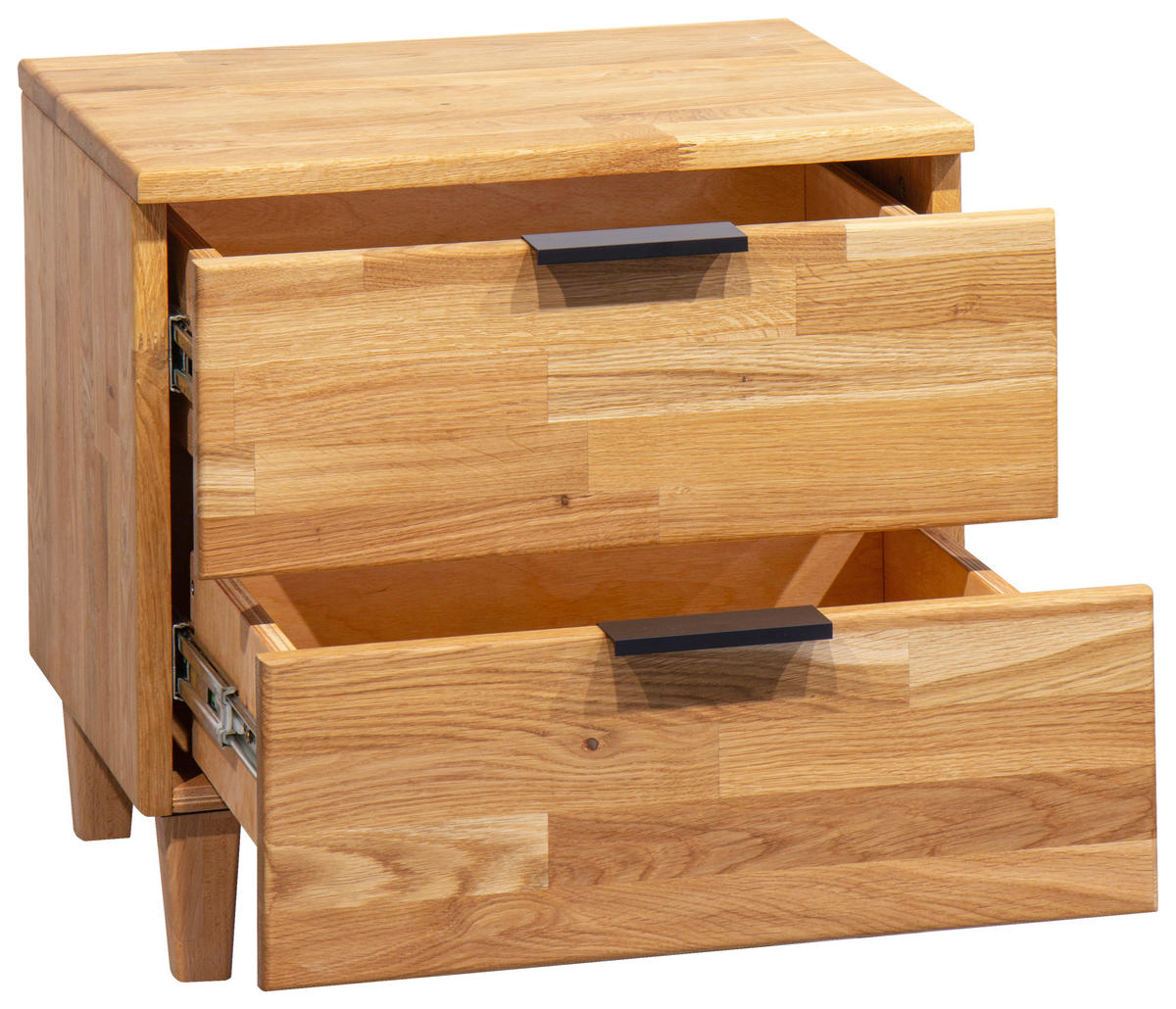 NACHTKÄSTCHEN in massiv Eiche Eichefarben  - Eichefarben/Schwarz, Natur, Holz/Metall (48/48/40cm) - Linea Natura