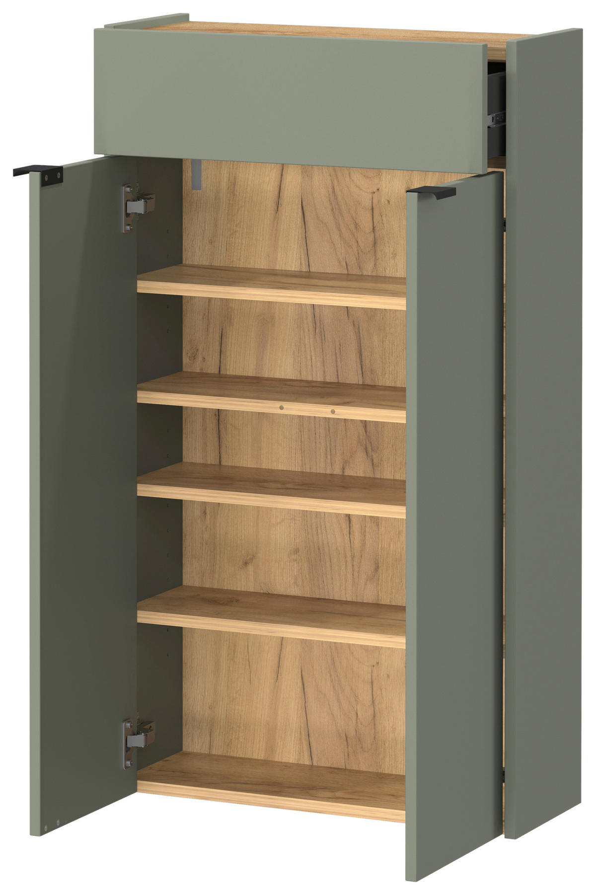 SCHUHSCHRANK GW-Ameca  in 56/97/22 cm  - Eichefarben/Pastellgrün, Design, Holzwerkstoff/Kunststoff (56/97/22cm)