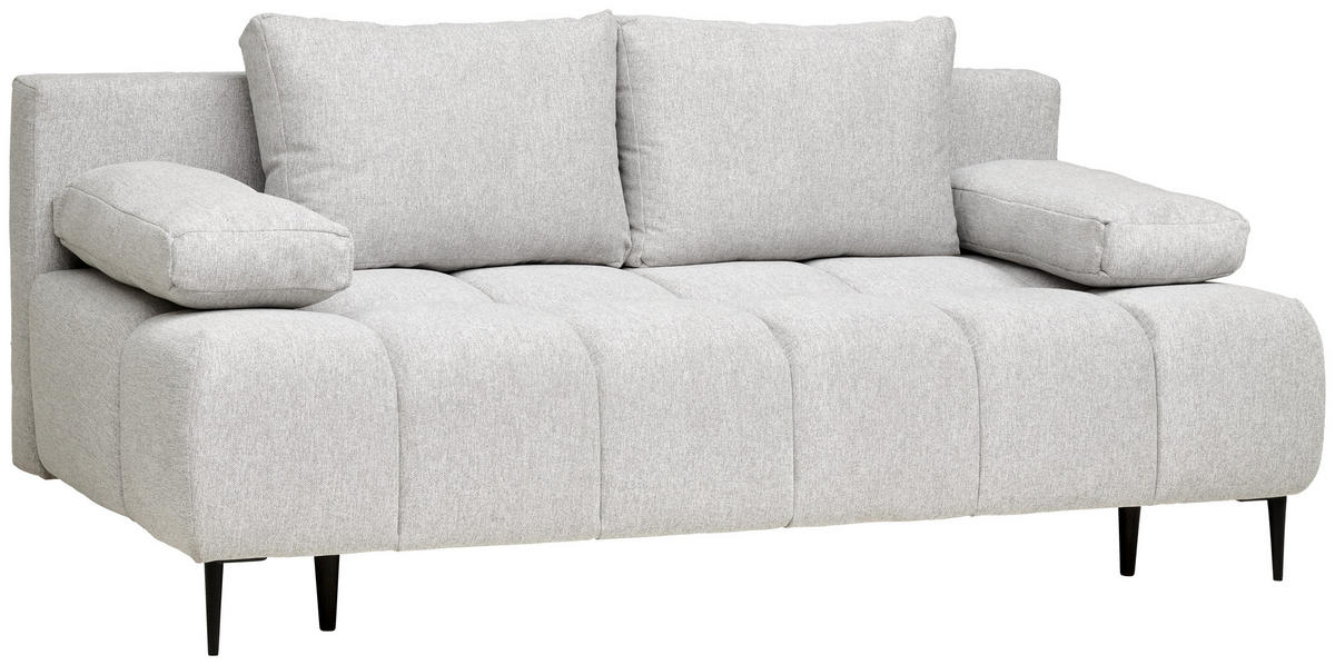ZOFA S POSTELJNO FUNKCIJO,  siva tekstil  - črna/siva, Moderno, kovina/tekstil (204/90/95cm) - MID.YOU