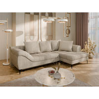 ECKSOFA Creme Cord  - Creme/Schwarz, Design, Textil (177/276cm) - MID.YOU