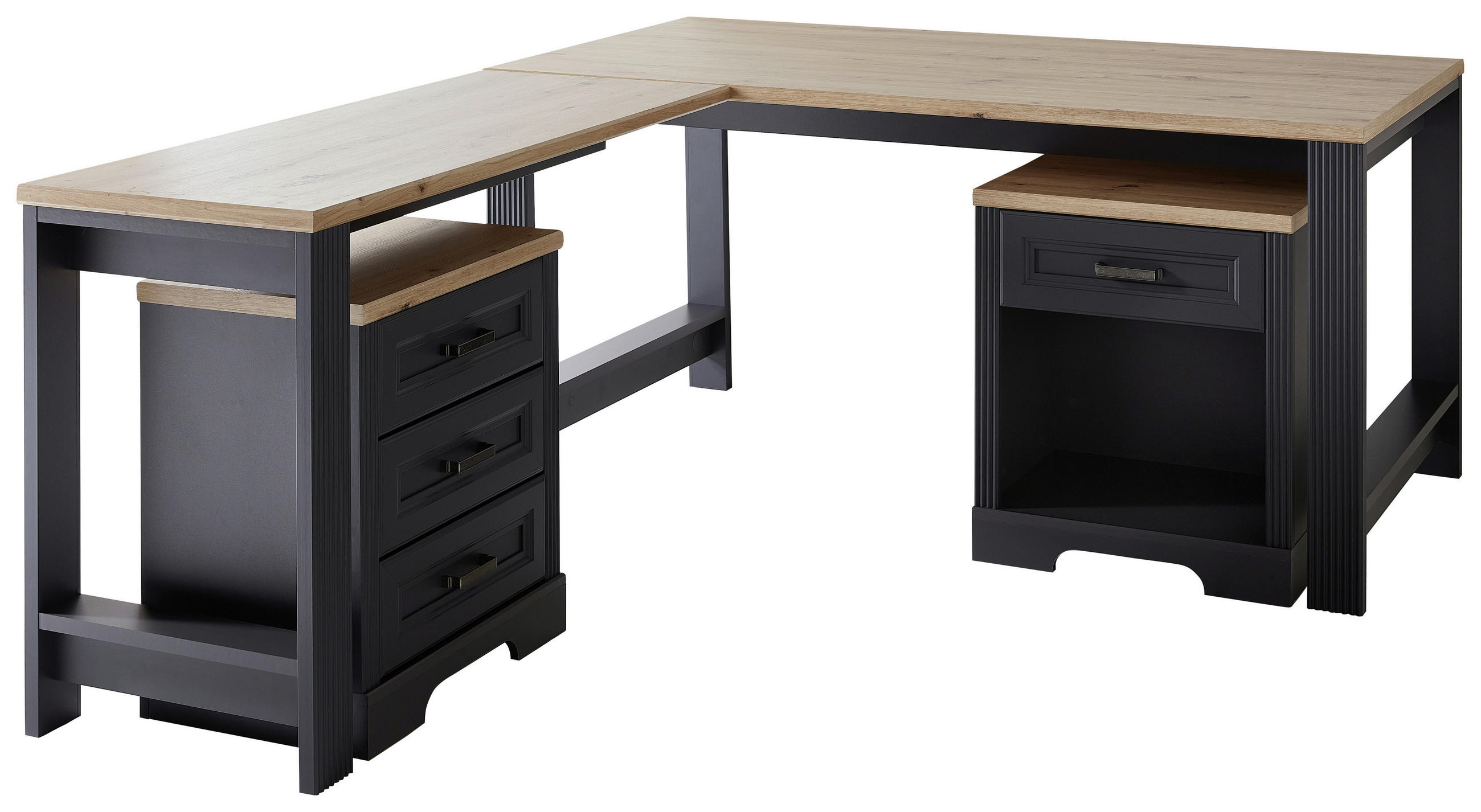 ANBAUSCHREIBTISCH Graphitfarben, Eiche Artisan  - Graphitfarben/Eiche Artisan, KONVENTIONELL, Holzwerkstoff (120/76/50cm) - Carryhome