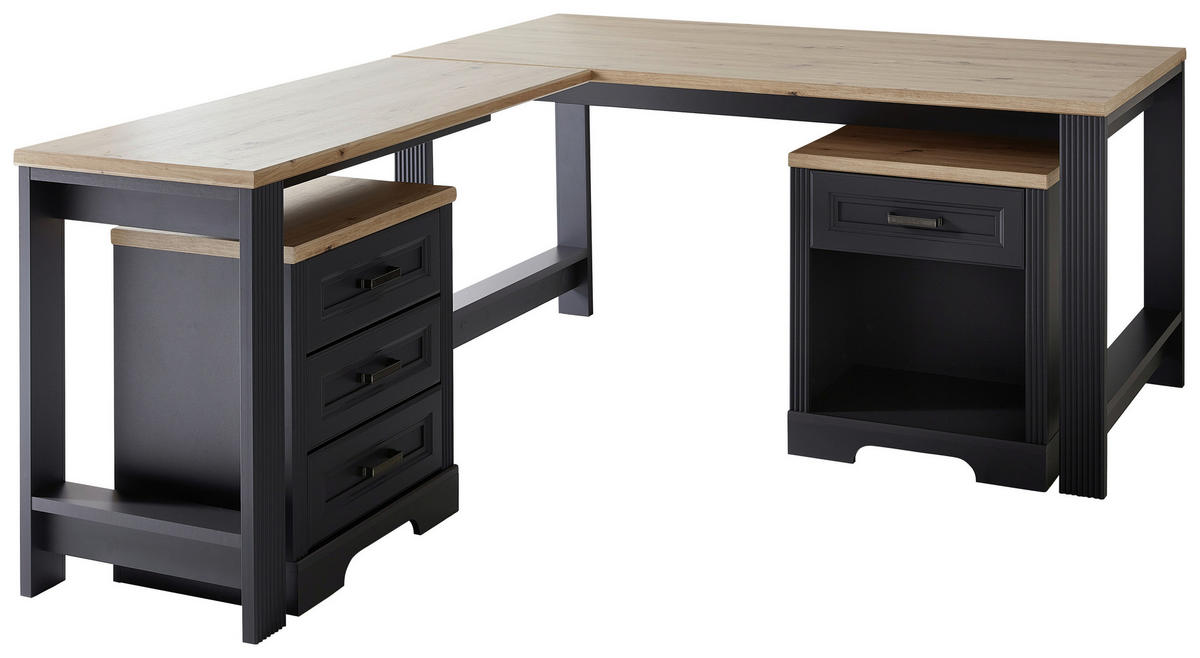 ANBAUSCHREIBTISCH Graphitfarben, Eiche Artisan  - Graphitfarben/Eiche Artisan, KONVENTIONELL, Holzwerkstoff (120/76/50cm) - Carryhome