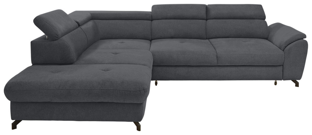 CANAPÉ D'ANGLE in Webstoff Anthrazit  - Anthrazit/Schwarz, Design, Textil/Metall (237/277cm) - Stylife