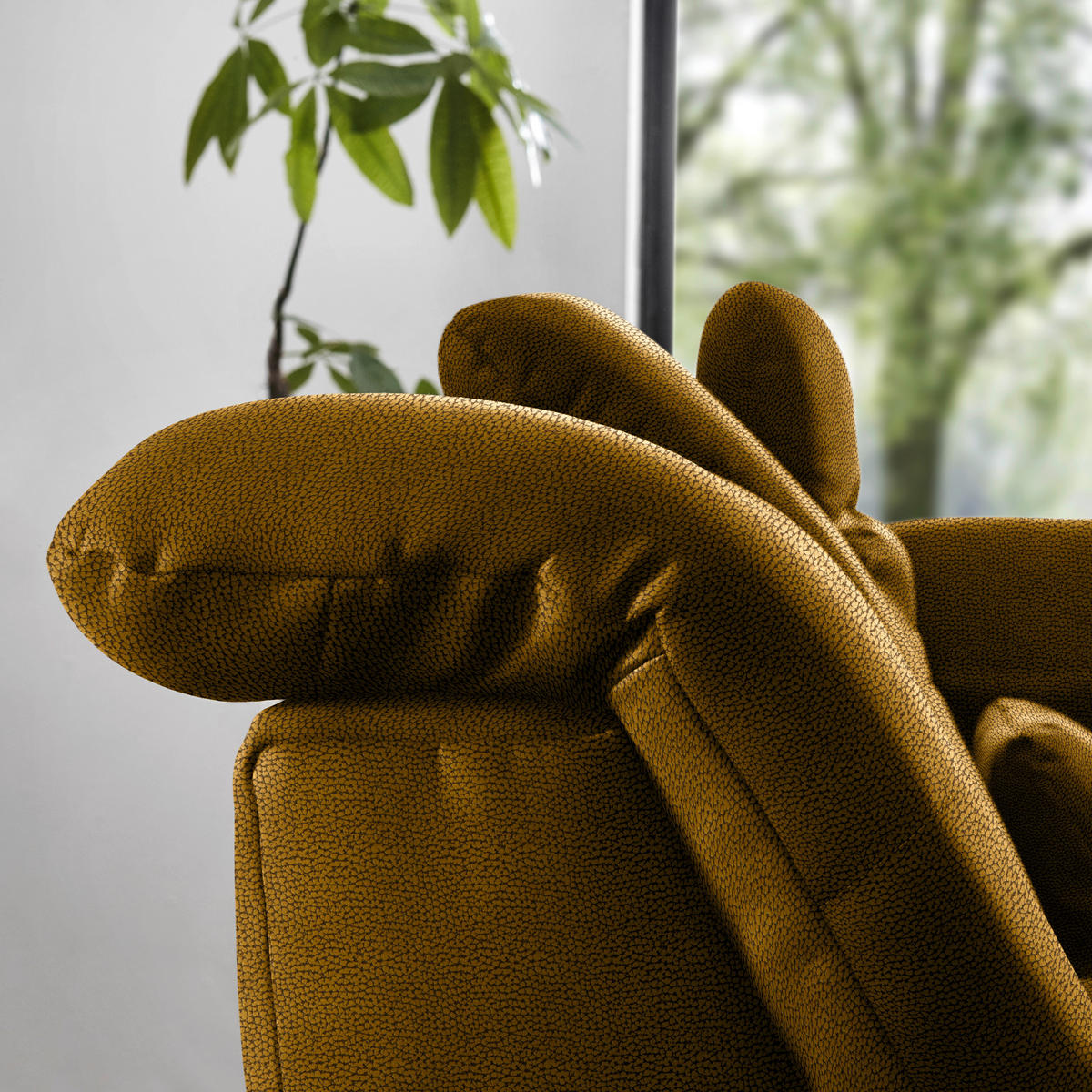 ECKSOFA Flachgewebe Khaki  - Chromfarben/Khaki, Design, Textil (309/195cm) - Beldomo Style