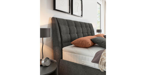 POLSTERBETT 180/200 cm,  in Anthrazit, Lattenrost, Bettkasten,  - Anthrazit/Schwarz, Design, Holz/Holzwerkstoff (180/200cm) - Dieter Knoll