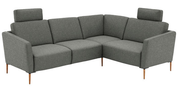 ECKSOFA  in Flachgewebe Graugrün  238/186 cm  - Eichefarben/Graugrün, Design, Holz/Textil (238/186cm) - Valnatura