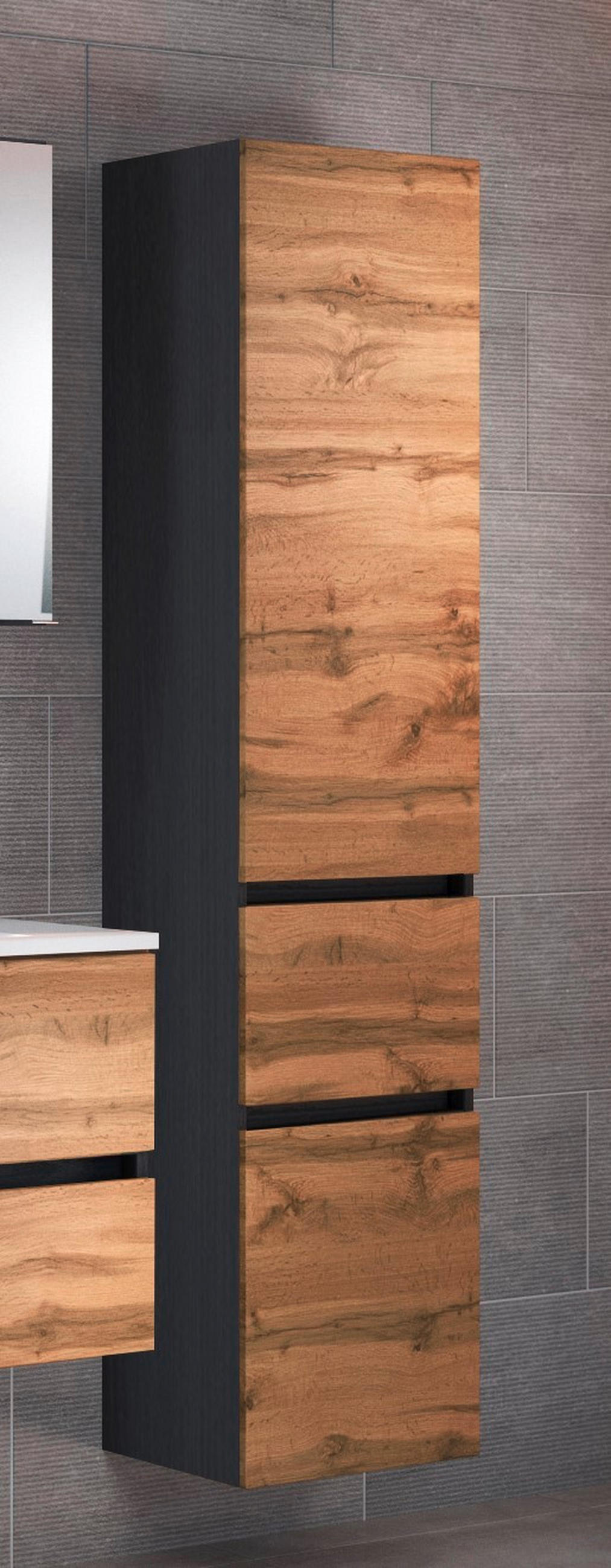HOCHSCHRANK 40/180/35 cm  - Silberfarben/Eiche Wotan, Design, Holzwerkstoff/Kunststoff (40/180/35cm) - Held