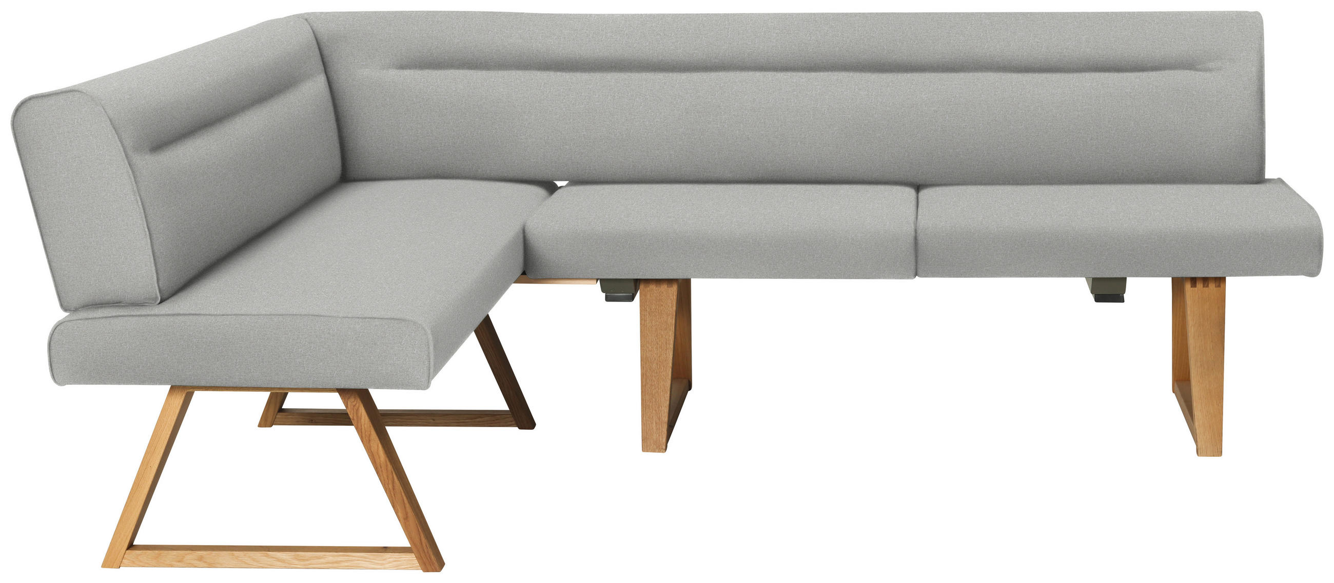 ECKBANK 170/230 cm Samt Eichefarben, Hellgrau, Ecru Wildeiche massiv   - Ecru/Eichefarben, KONVENTIONELL, Holz/Textil (170/230cm) - Moderano