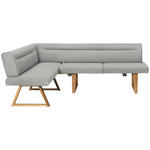 ECKBANK 170/230 cm Samt Eichefarben, Hellgrau, Ecru Wildeiche massiv   - Ecru/Eichefarben, KONVENTIONELL, Holz/Textil (170/230cm) - Moderano