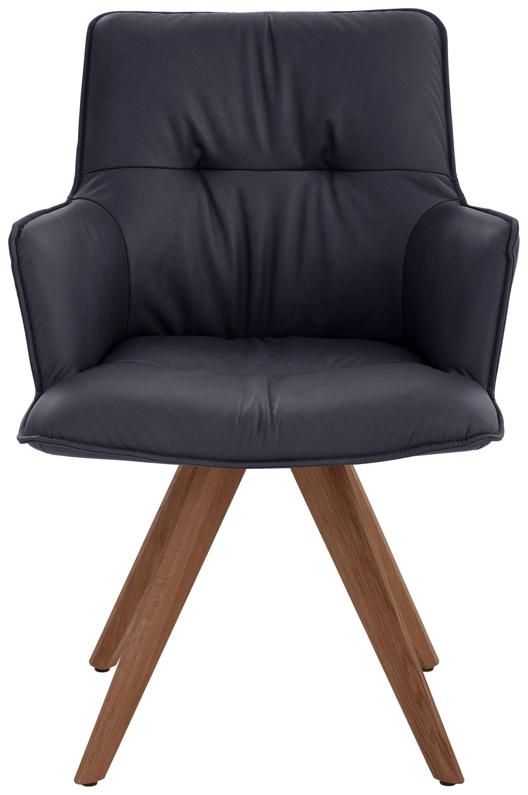 ARMLEHNSTUHL  in Echtleder pigmentiert  - Nussbaumfarben/Dunkelblau, Design, Leder/Holz (59/89/63cm) - Dieter Knoll