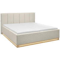POLSTERBETT 180/200 cm,  in Beige, Beleuchtung, Bettkasten, Lattenroste,  - Eichefarben/Beige, KONVENTIONELL, Holz/Holzwerkstoff (180/200cm) - SetOne by Musterring