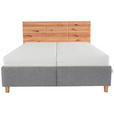 POLSTERBETT Matratze, Lattenrost, Bettkasten Buchefarben, Hellgrau 180/200 cm  - Buchefarben/Hellgrau, Design, Holz/Textil (180/200cm) - Valnatura
