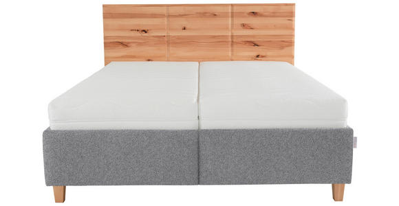 POLSTERBETT Matratze, Lattenrost, Bettkasten Buchefarben, Hellgrau 180/200 cm  - Buchefarben/Hellgrau, Design, Holz/Textil (180/200cm) - Valnatura