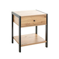 BEISTELLTISCH 48/43/60 cm Schwarz, Eichefarben quadratisch  - Eichefarben/Schwarz, Design, Holzwerkstoff/Metall (48/43/60cm)