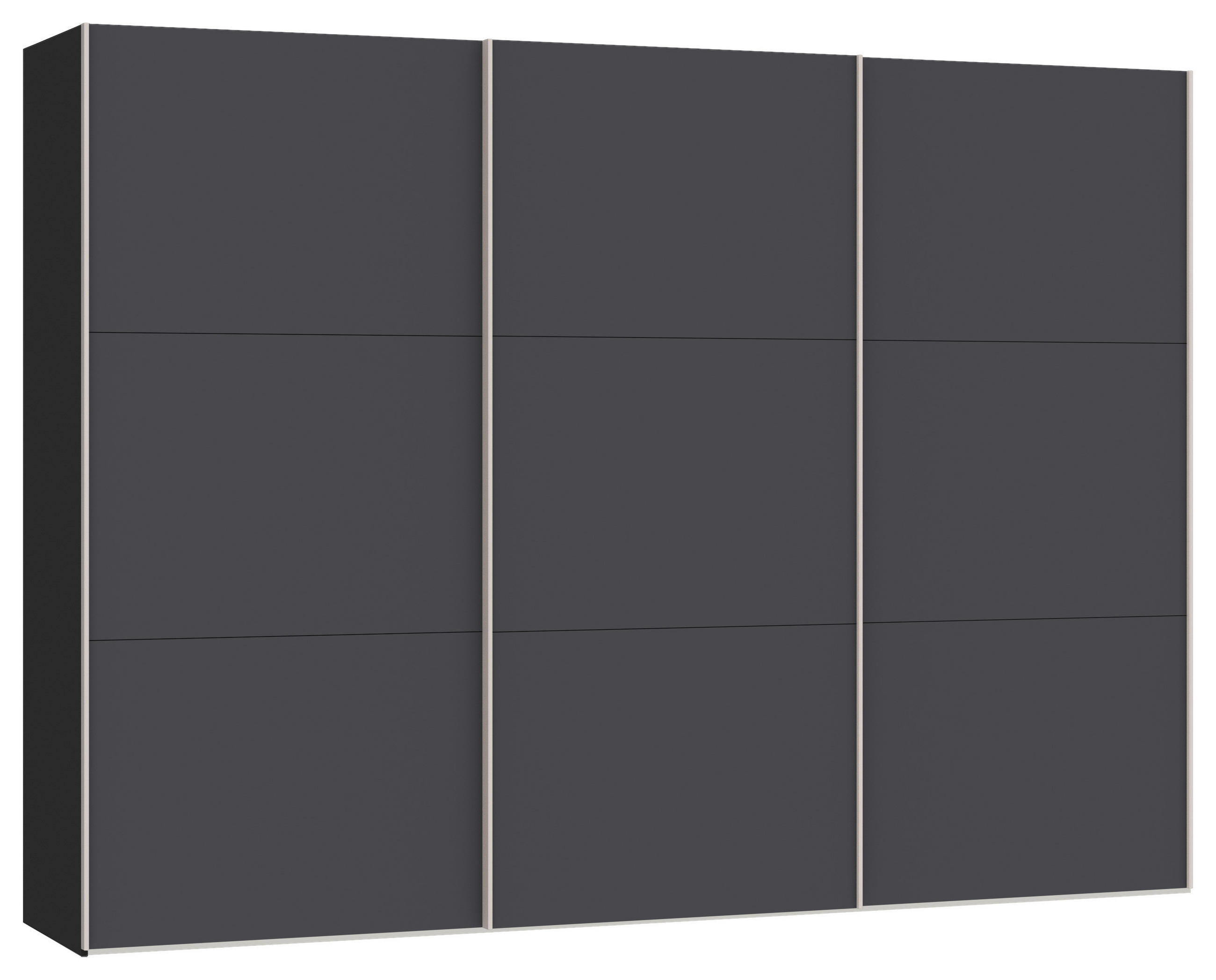 SCHWEBETÜRENSCHRANK 303/215/65 cm 3-türig Anthrazit, Schwarz - Edelstahlfarben/Anthrazit, Design, Holzwerkstoff (303/215/65cm) - Boxxx