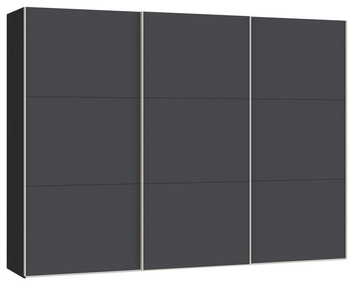 SCHWEBETÜRENSCHRANK in Anthrazit, Schwarz  - Edelstahlfarben/Anthrazit, Design, Holzwerkstoff (303/215/65cm) - Carryhome
