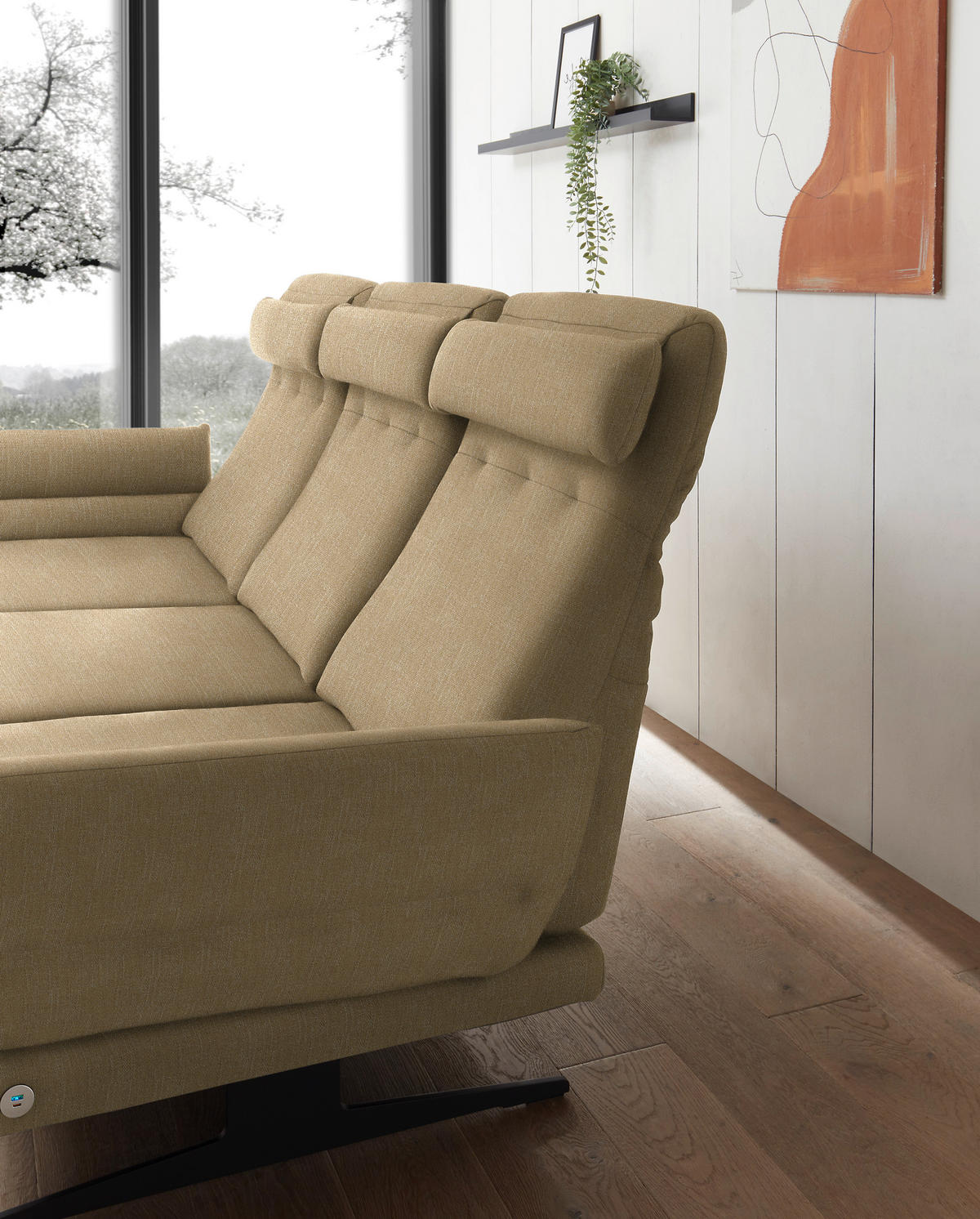 ECKSOFA in Flachgewebe Senfgelb  - Senfgelb/Schwarz, Design, Textil/Metall (176-217/279-327cm) - Dieter Knoll