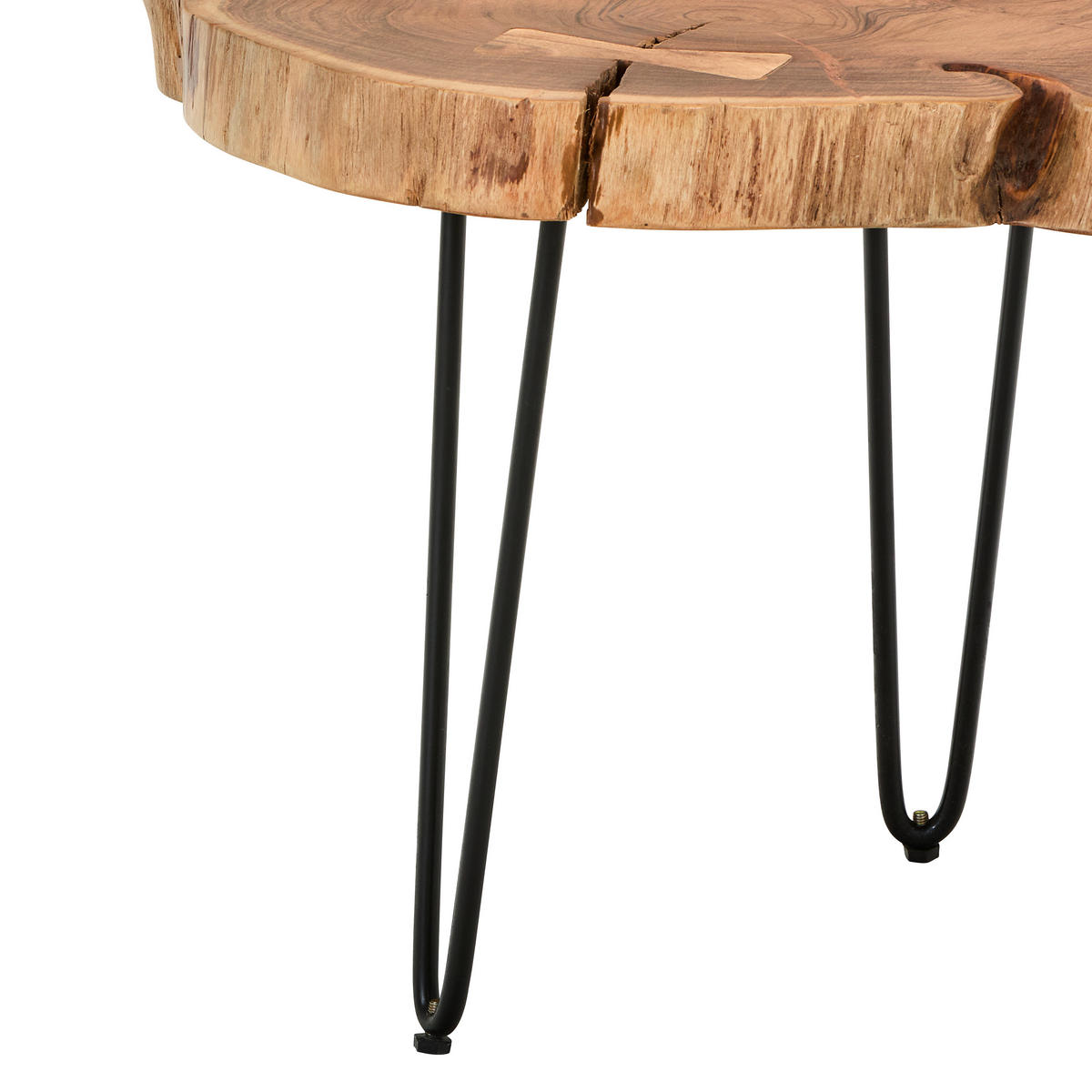 COUCHTISCH Akazie Hartholz Freiform Schwarz, Akaziefarben  - Schwarz/Akaziefarben, Natur, Holz/Metall (75/75/45cm) - Livetastic