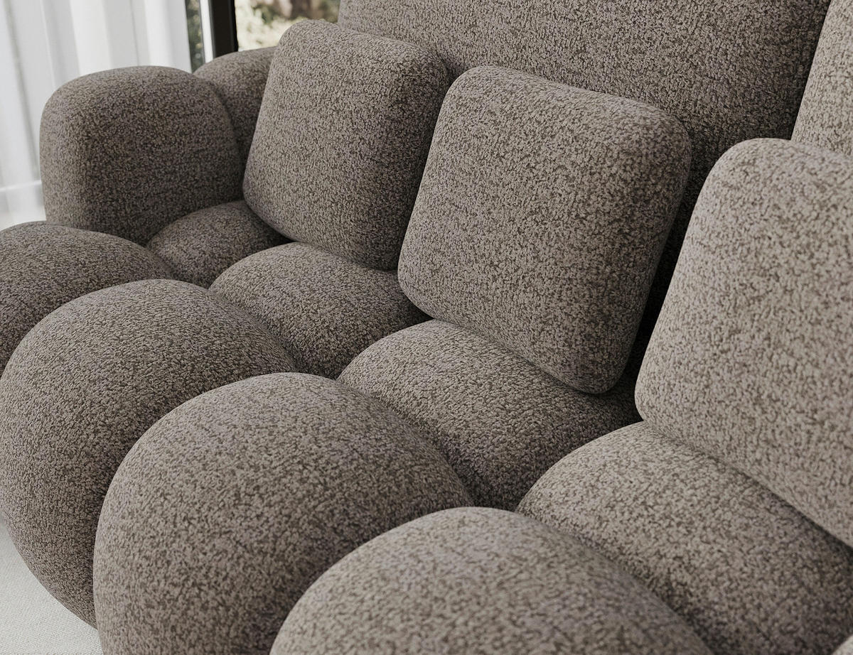 SCHLAFSOFA Bouclé Braun  - Schwarz/Braun, Design, Kunststoff/Textil (256/105/119cm) - MID.YOU