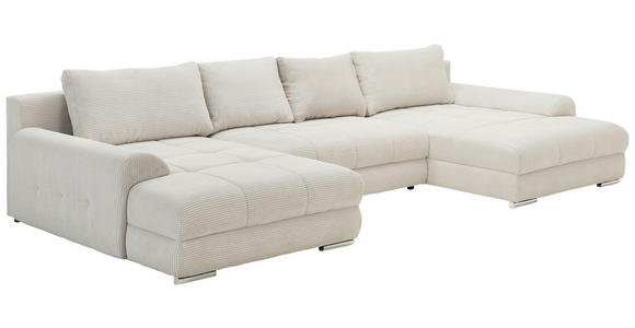 WOHNLANDSCHAFT in Cord Naturfarben  - Chromfarben/Naturfarben, KONVENTIONELL, Kunststoff/Textil (180/376/180cm) - Carryhome