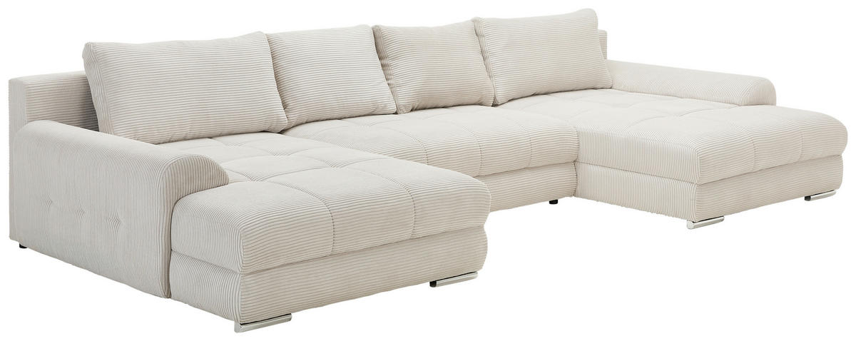 WOHNLANDSCHAFT in Cord Naturfarben  - Chromfarben/Naturfarben, KONVENTIONELL, Kunststoff/Textil (180/376/180cm) - Carryhome