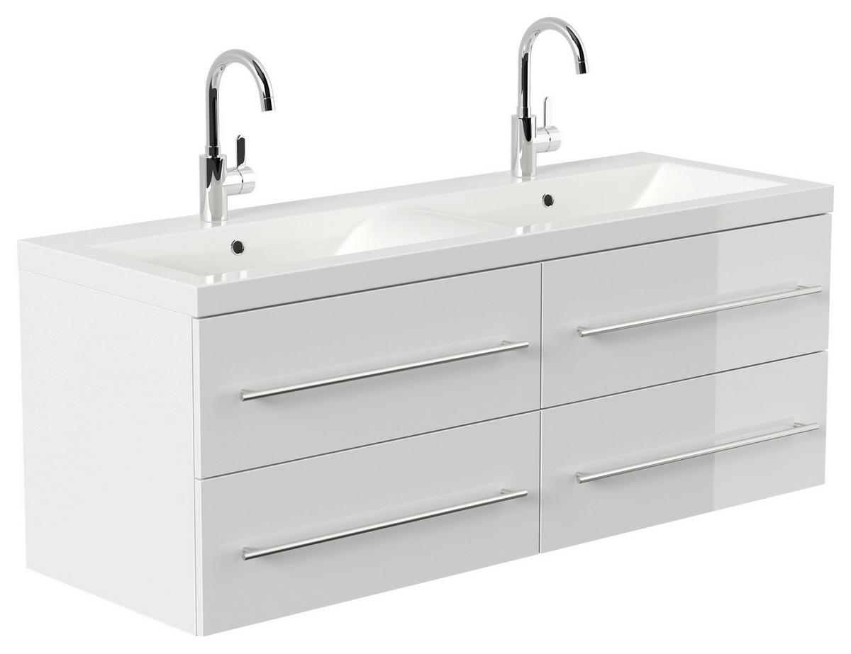 WASCHTISCHKOMBI 160 cm  - Weiß Hochglanz/Weiß, Basics, Holzwerkstoff/Stein (160cm) - MID.YOU