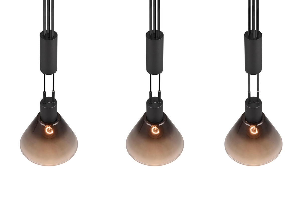 HÄNGLAMPA Stanley 95/19/160 cm  - grå/svart, Design, metall/glas (95/19/160cm) - Trio Leuchten