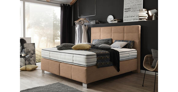 BOXSPRINGBETT 180/200 cm  in Sandfarben  - Sandfarben/Alufarben, KONVENTIONELL, Holzwerkstoff/Textil (180/200cm) - Dieter Knoll