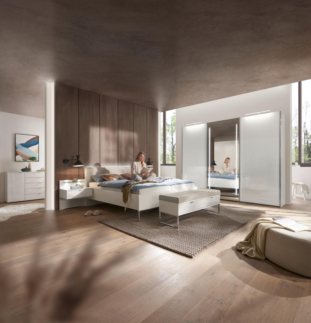 BETTANLAGE - Champagner/Weiß, Design, Glas/Textil (180/200cm) - Dieter Knoll