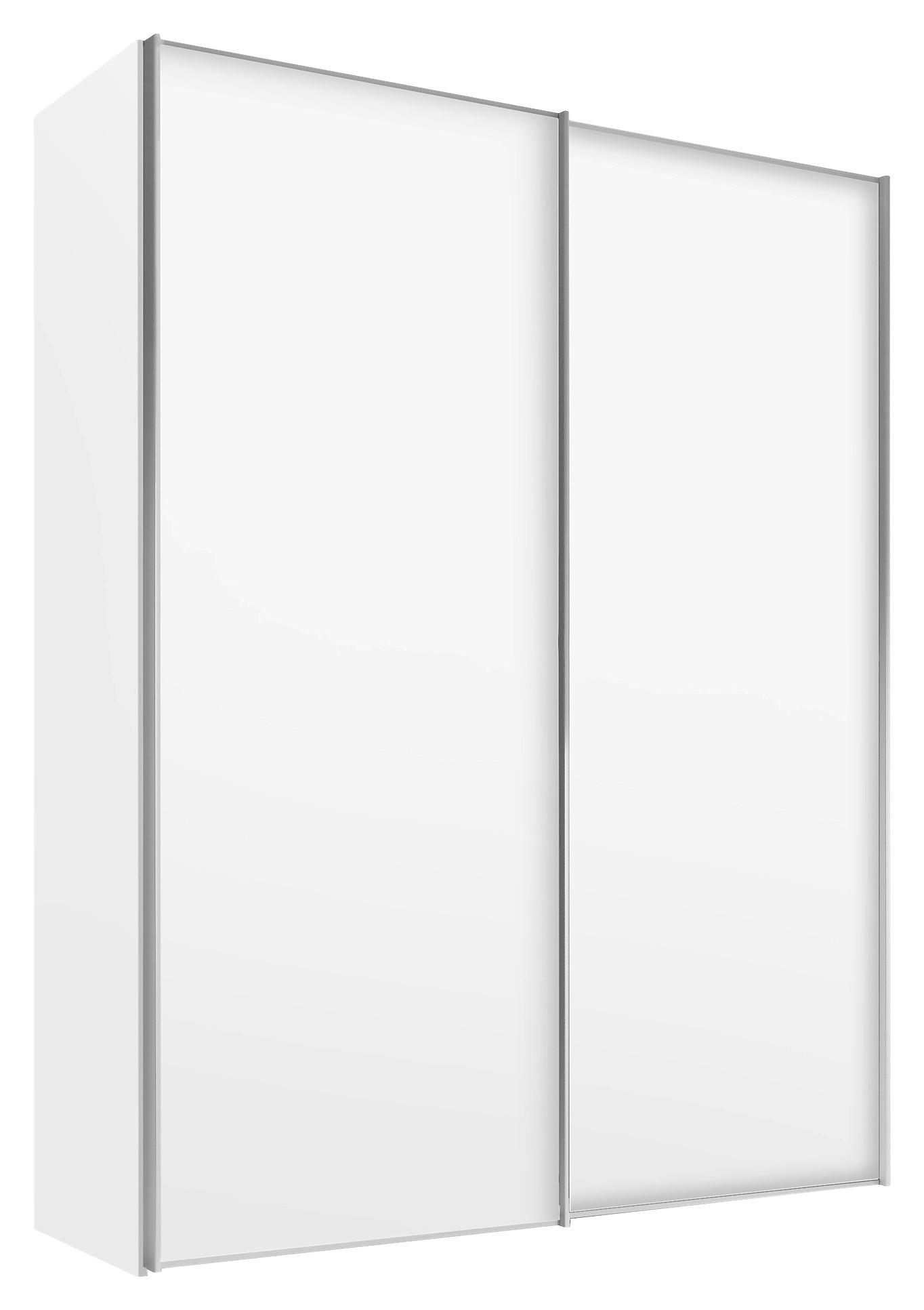 SCHWEBETÜRENSCHRANK in Weiss  - Weiss/Alufarben, Design, Holzwerkstoff/Metall (225/222/68cm) - Moderano