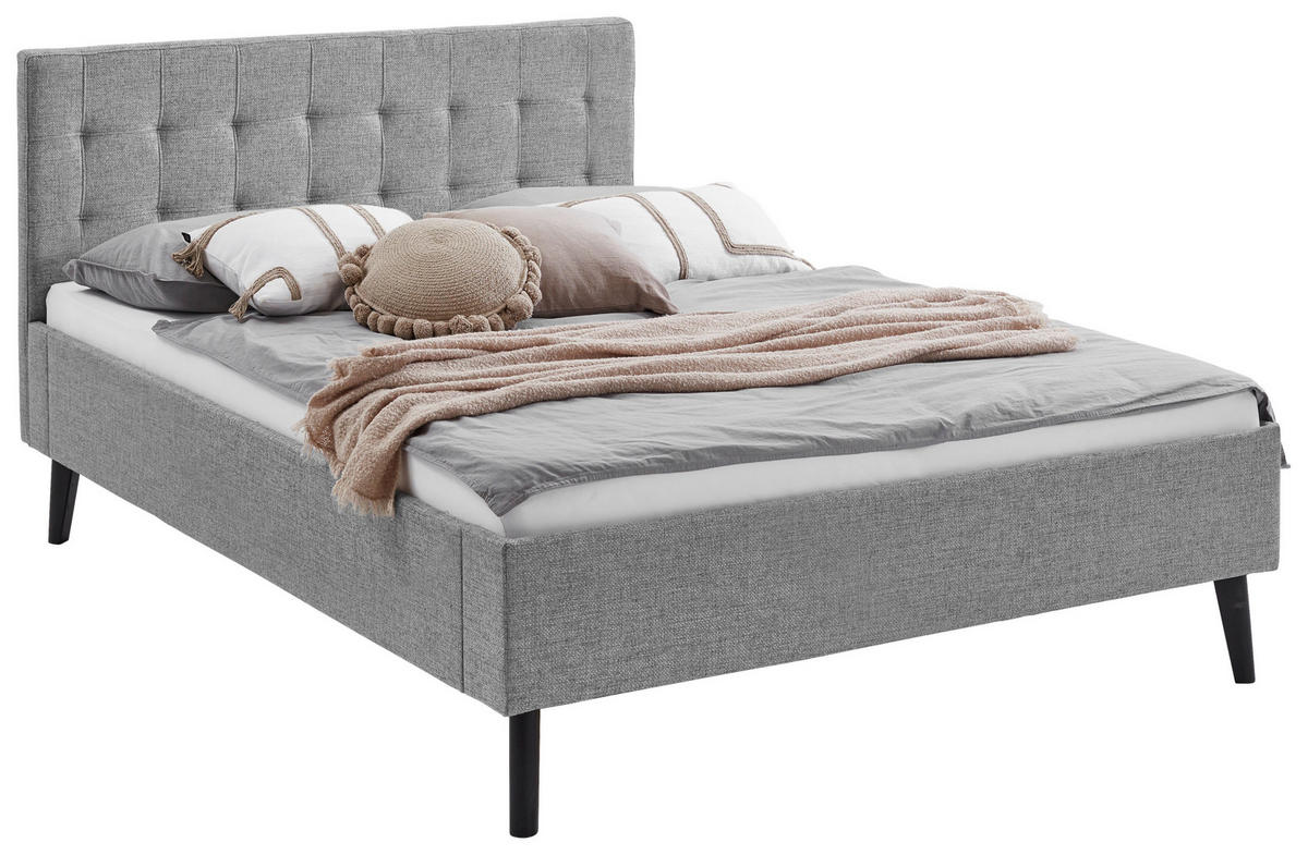 POLSTERBETT 140/200 cm  in Grau  - Schwarz/Grau, Basics, Holz/Textil (140/200cm) - Boxxx