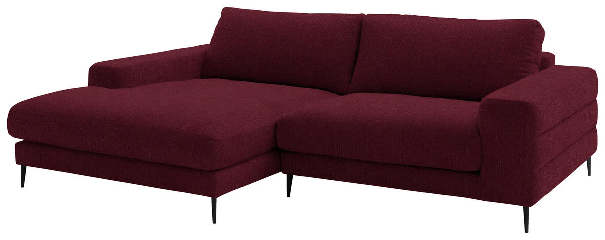ECKSOFA in Flachgewebe Rot  177/253 cm  - Rot/Schwarz, Design, Textil/Metall (177/253cm) - Dieter Knoll