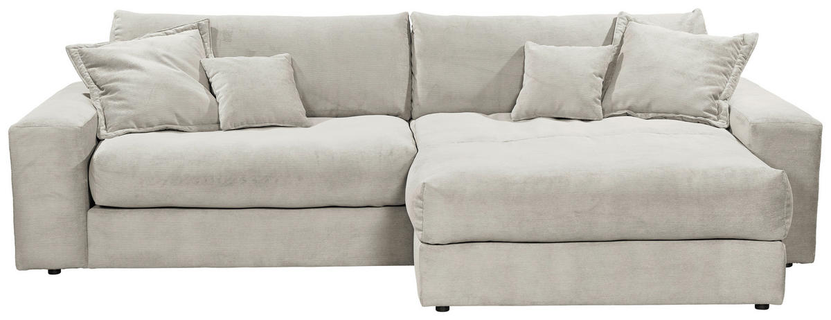 ECKSCHLAFSOFA  KAMIL Beige Cord  - Beige/Schwarz, MODERN, Kunststoff/Textil (180/297cm) - Livetastic